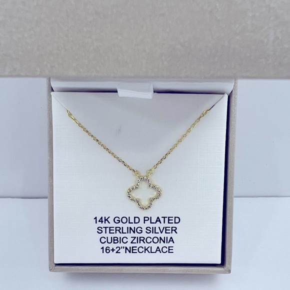 RACHEL ZOE, CLOVER PENDANT NECKLACE,925 STERLING SILVER (STAMPED) CUBIC ZIRCONIA - Picture 5 of 15